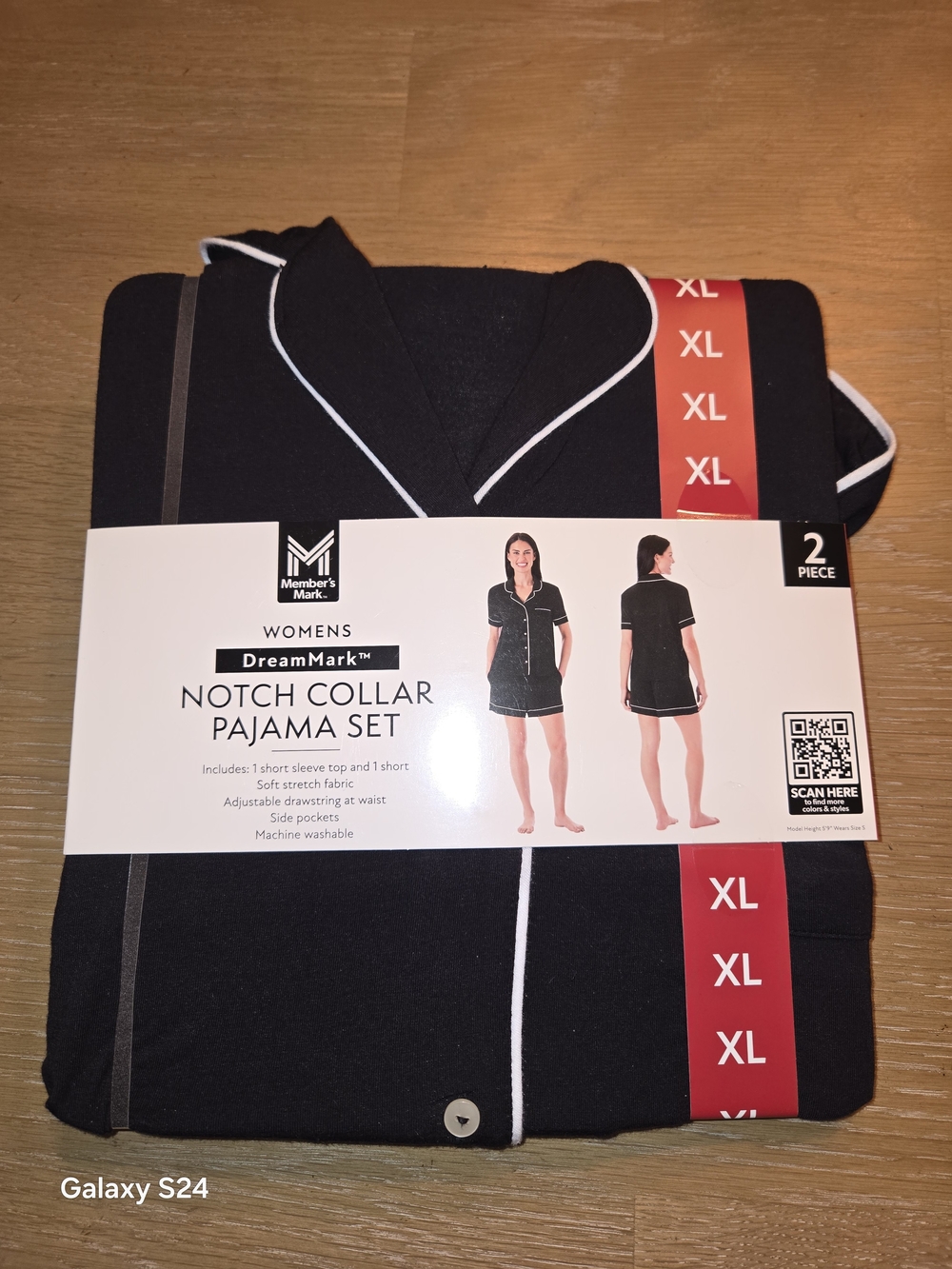 Women's DreamMark Notch Collar Pajama Set - Black Sz XL New